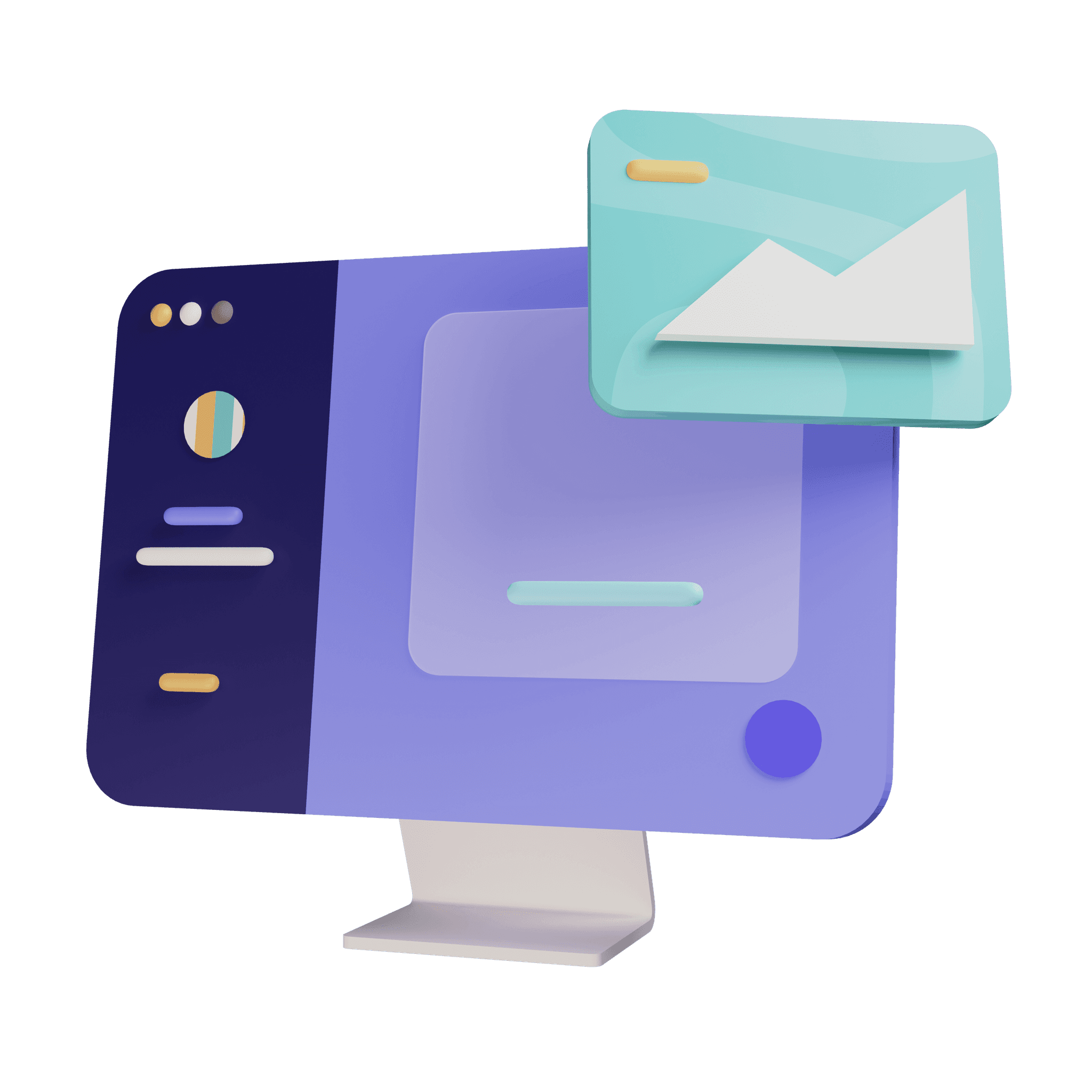 An illustration displaying a monitor with a website.